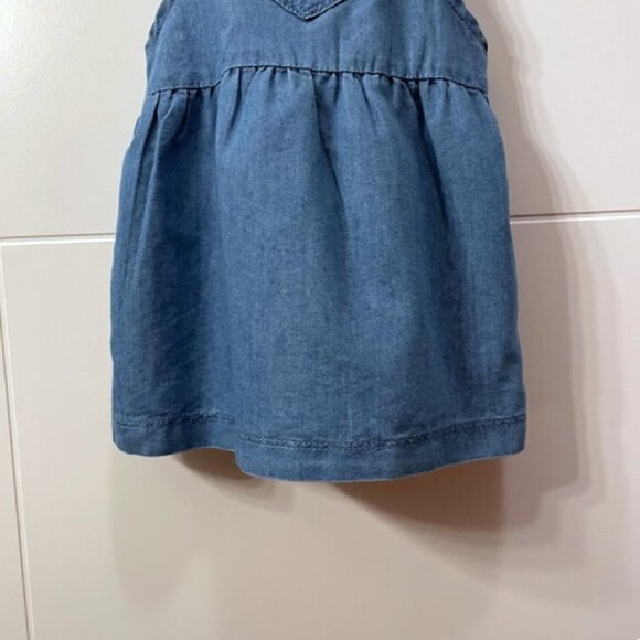 Levi's Baby Girl Toddler Blue Chambray Pinafore Jumper Dress Heart 18 Months - Picture 4 of 11